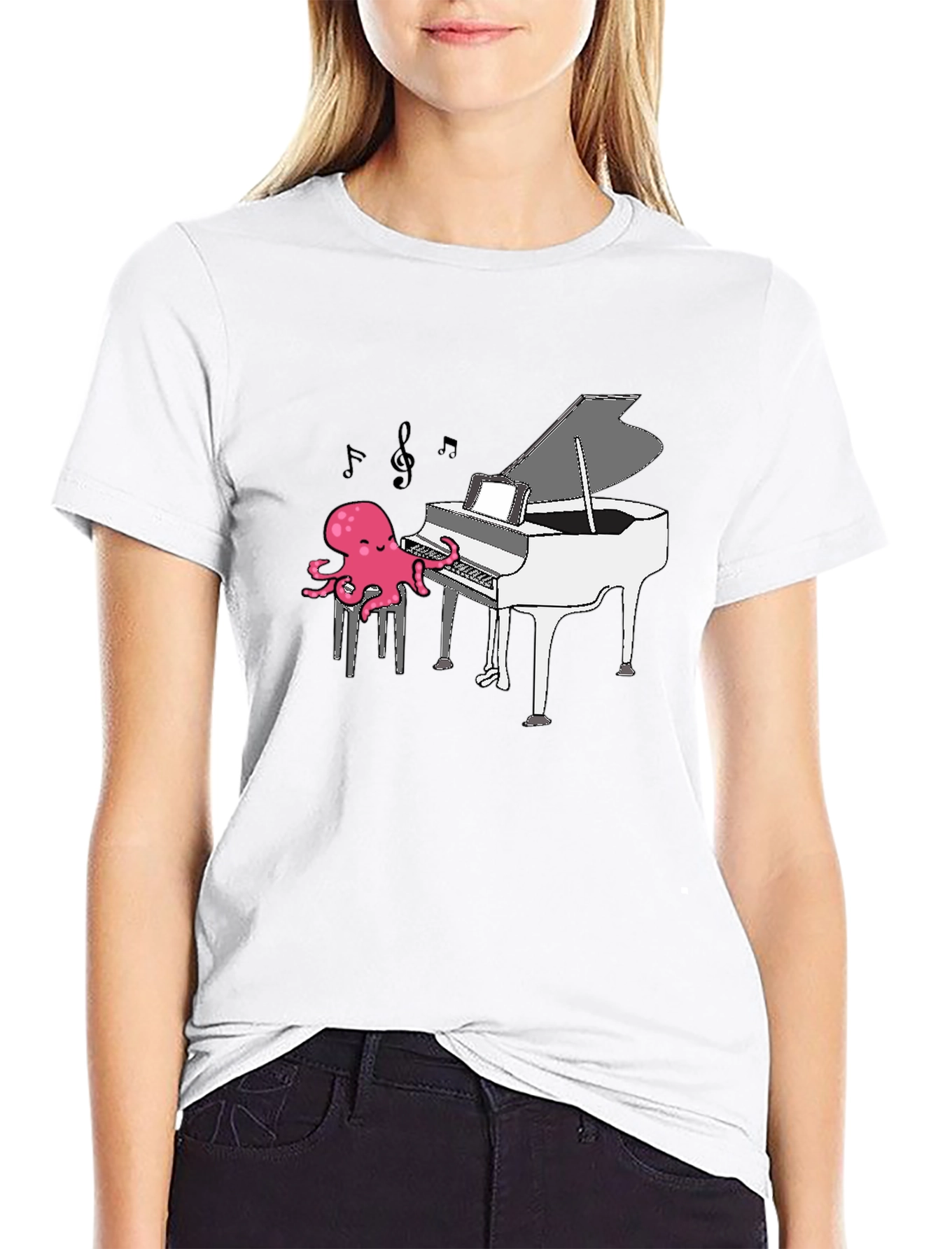 Octopus Piano Player T-Shirt - Black