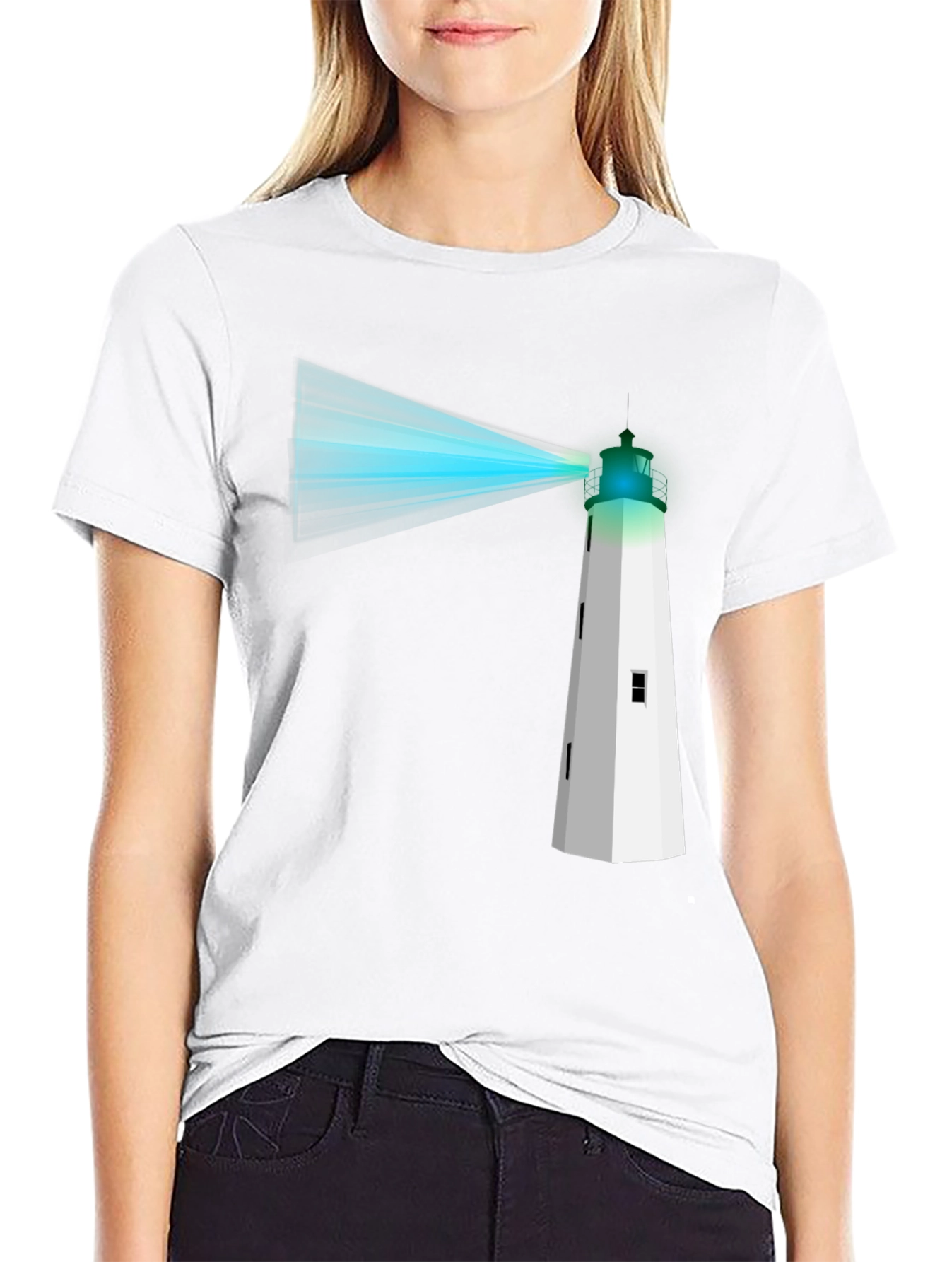 Lighthouse Graphic Tee - Black Cotton T-Shirt