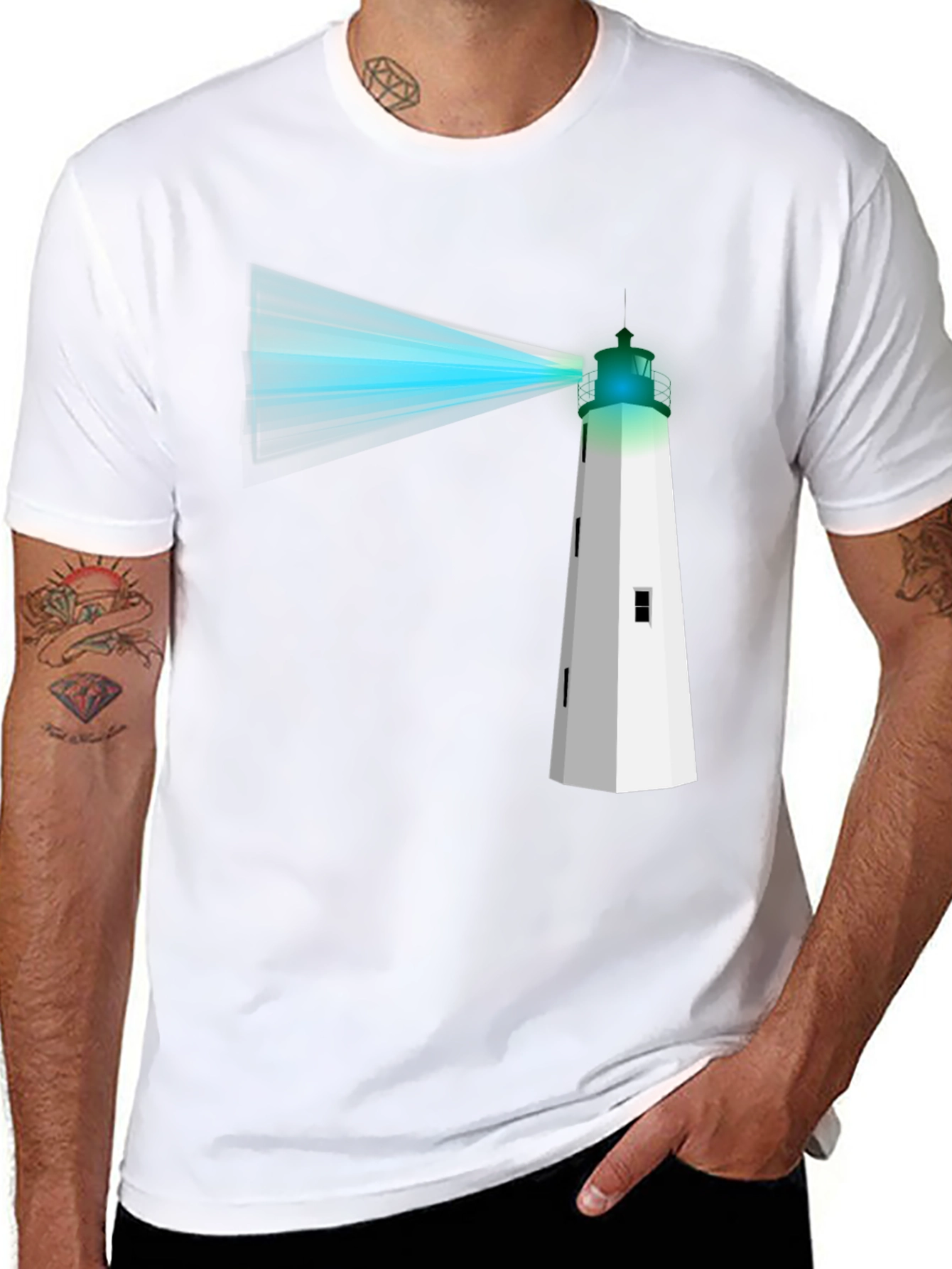 Lighthouse Graphic Tee - Black Cotton T-Shirt