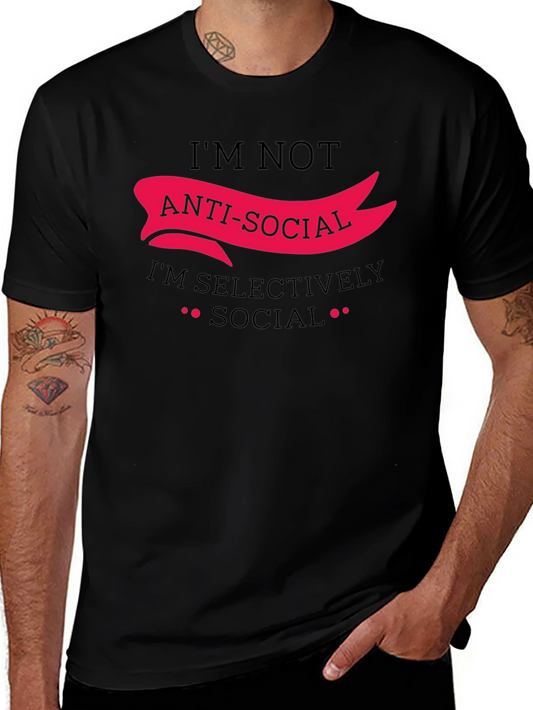 Anti-Social Selectively Social Funny Graphic Tee