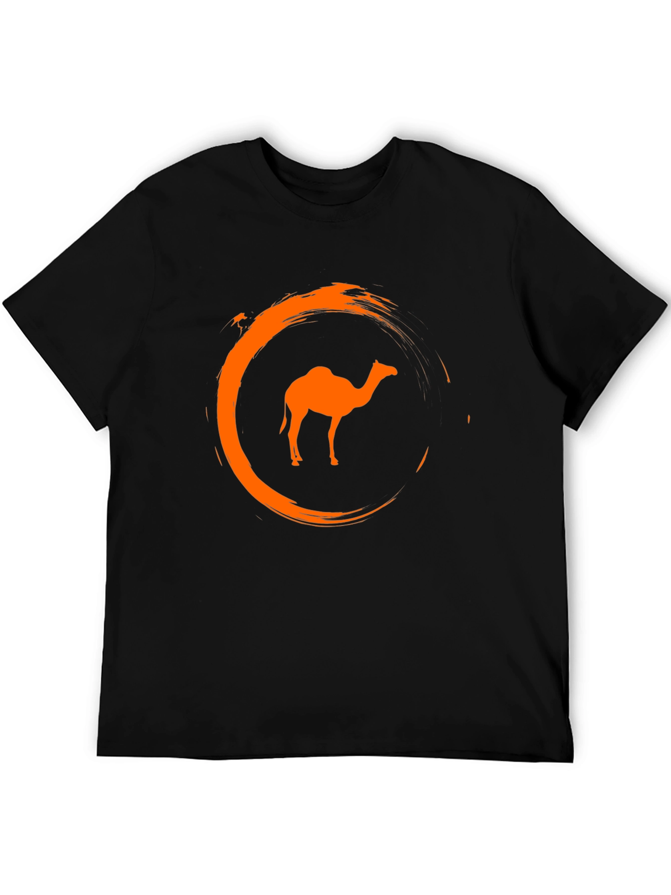 Camel Graphic Tee - Stylish Crew Neck Black T-Shirt