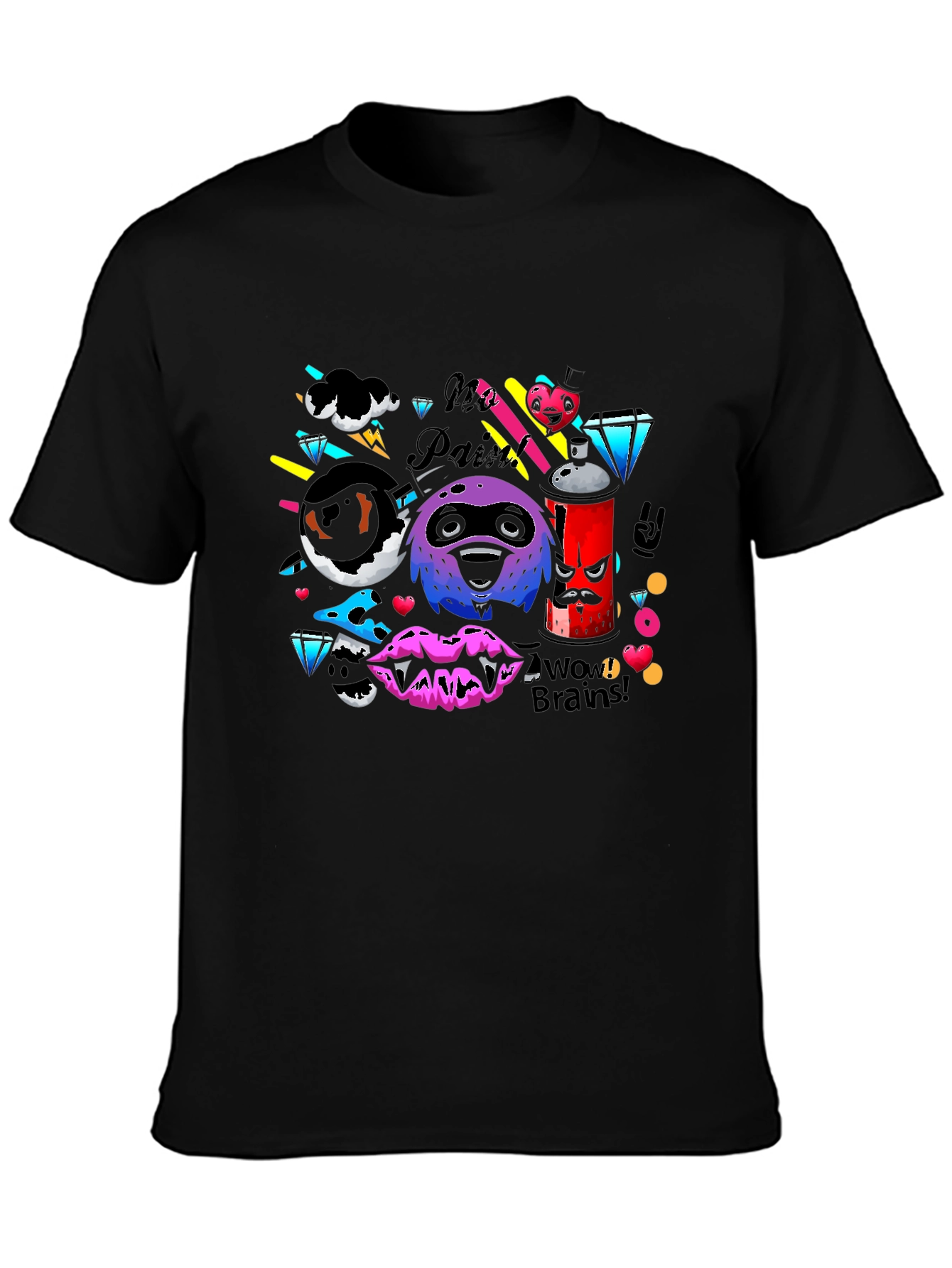 Funky Graphic Print Black T-Shirt