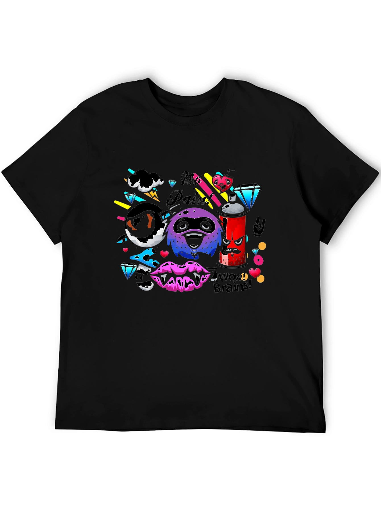Funky Graphic Print Black T-Shirt