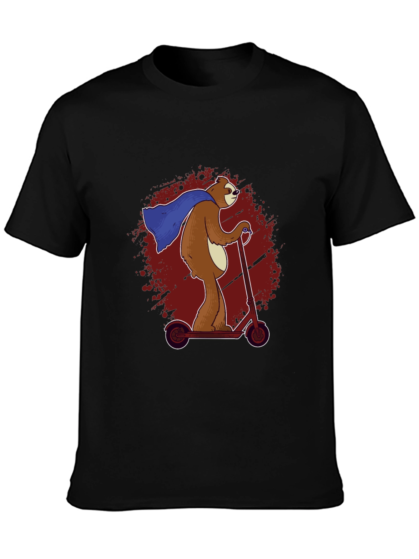 Superhero Sloth Scooter T-Shirt -  Funny Sloth Cape Design