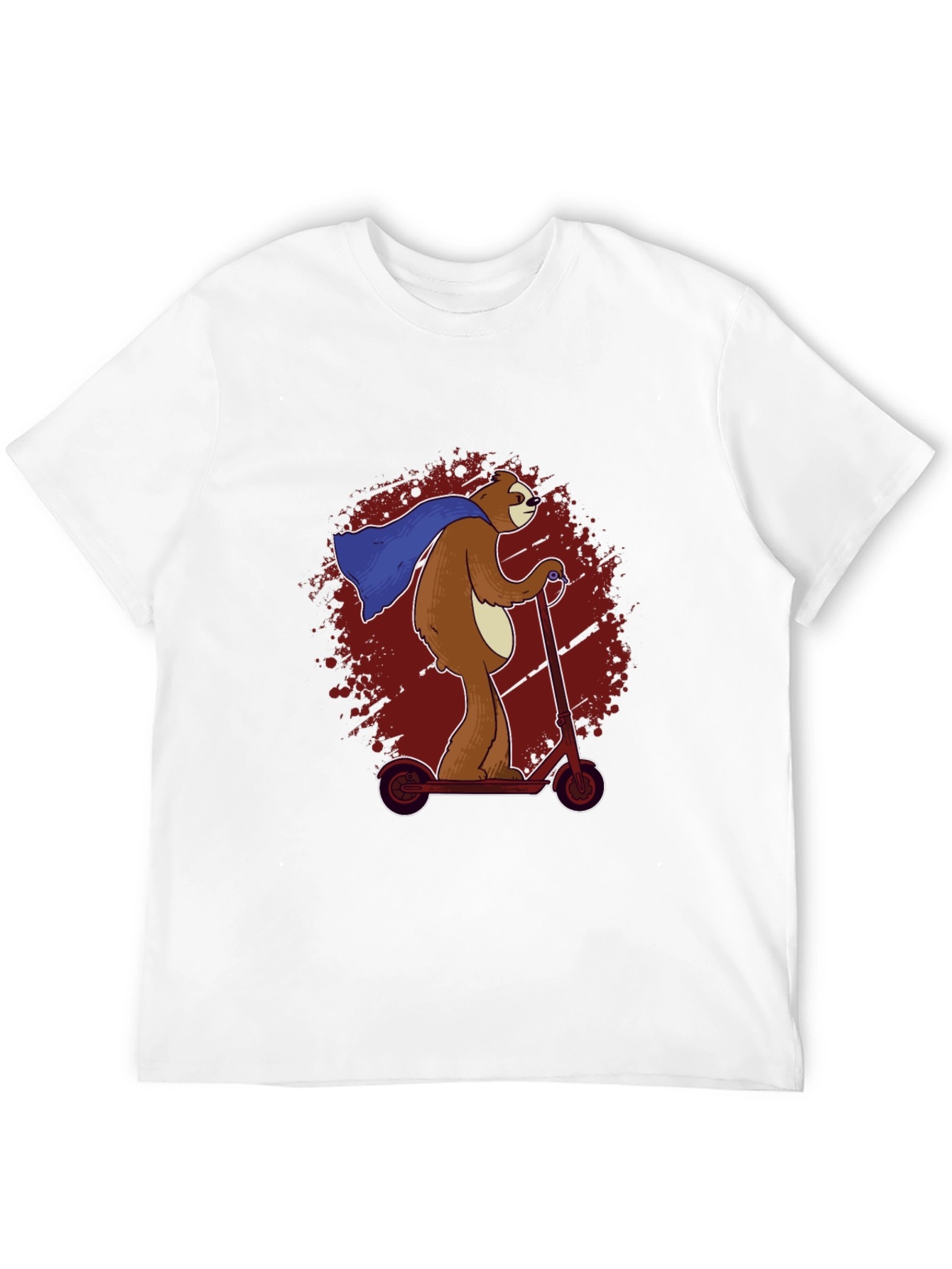 Superhero Sloth Scooter T-Shirt -  Funny Sloth Cape Design
