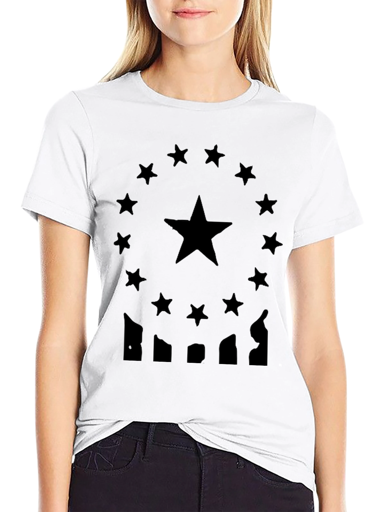 Mens Black T-Shirt Star Design