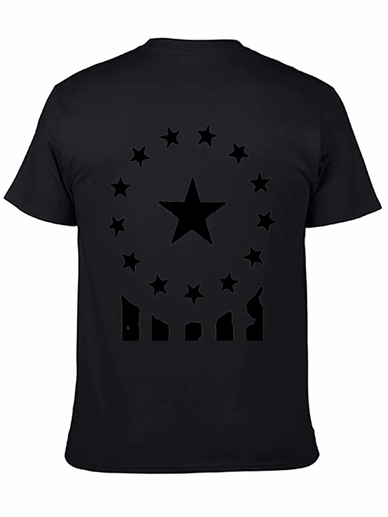 Mens Black T-Shirt Star Design