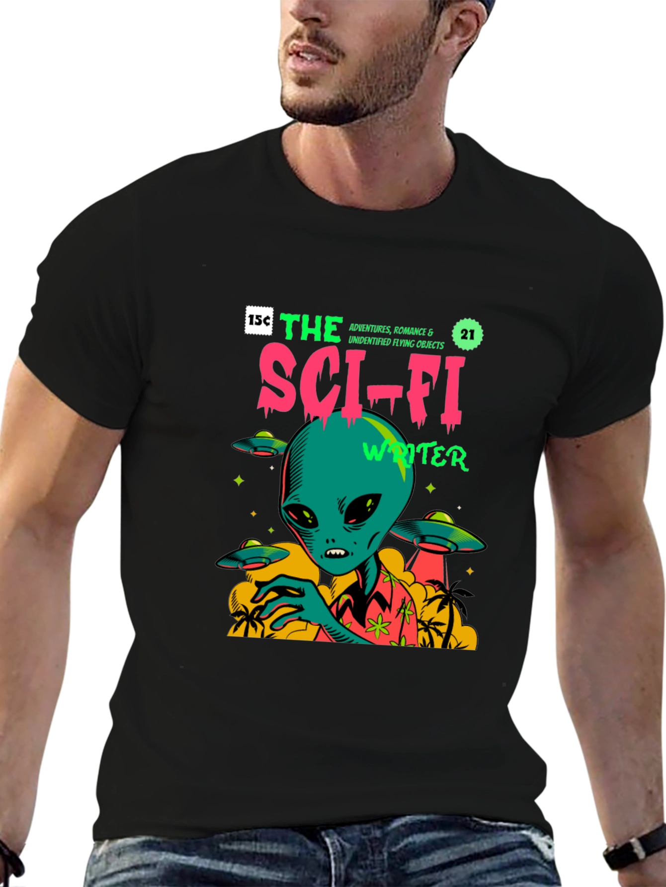 Sci-Fi Alien Graphic Print T-Shirt