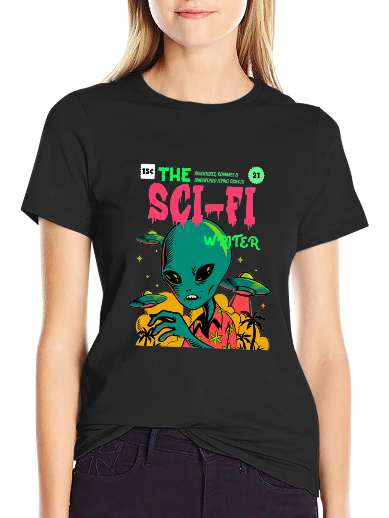 Sci-Fi Alien Graphic Print T-Shirt