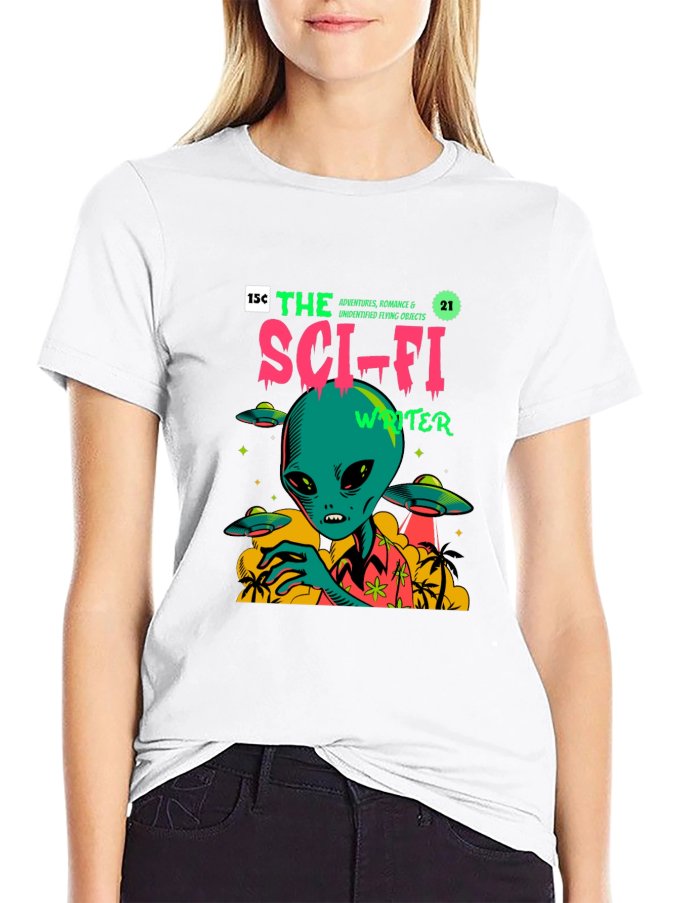 Sci-Fi Alien Graphic Print T-Shirt
