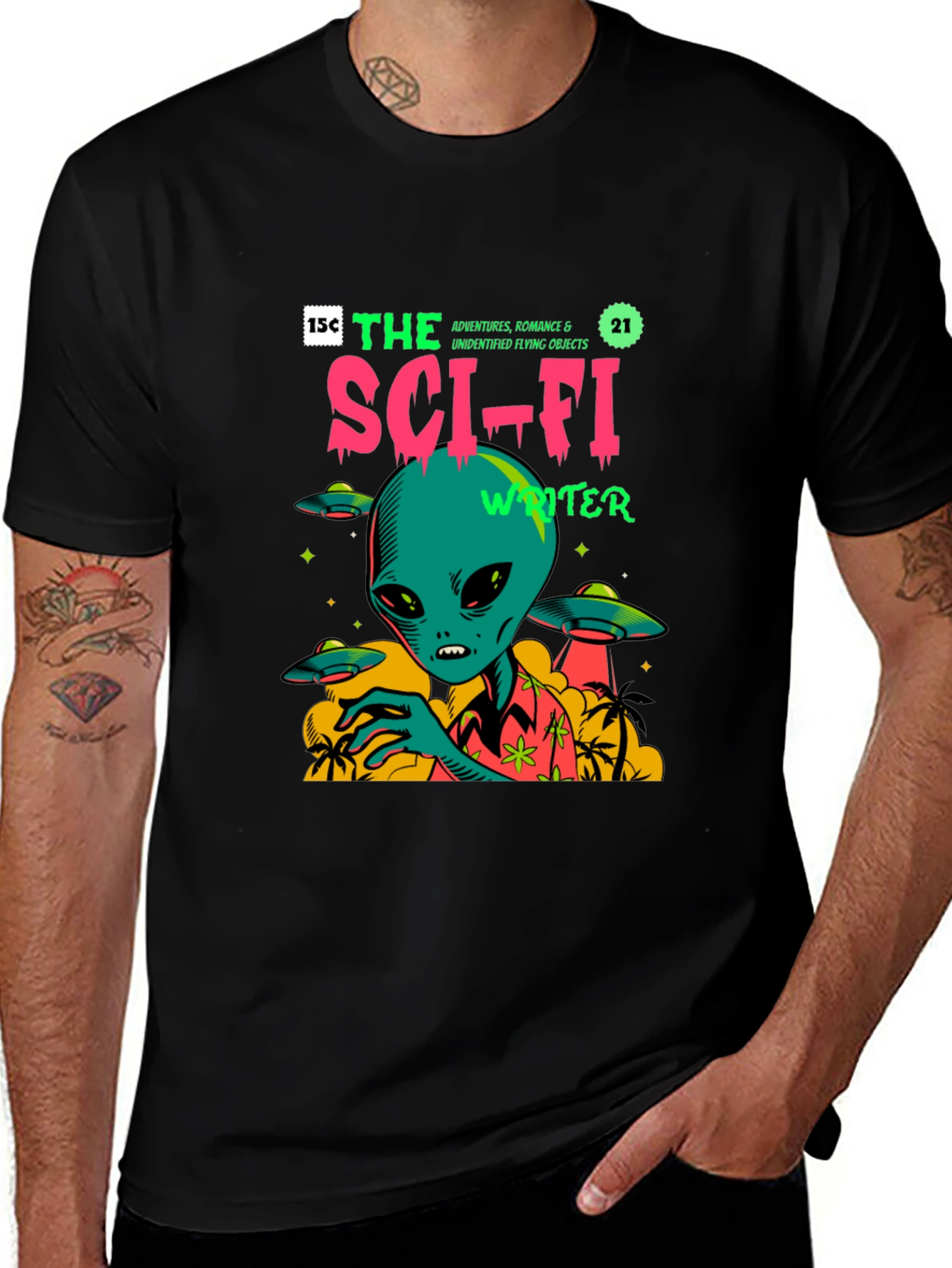 Sci-Fi Alien Graphic Print T-Shirt