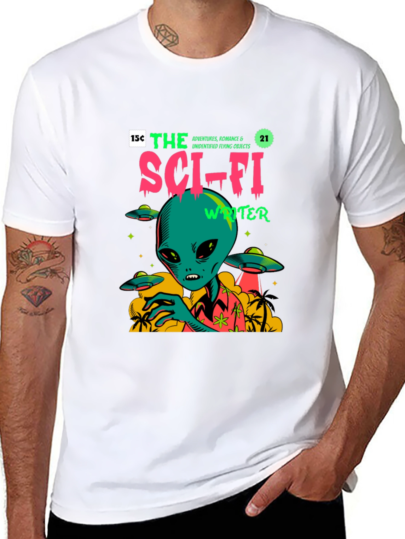 Sci-Fi Alien Graphic Print T-Shirt