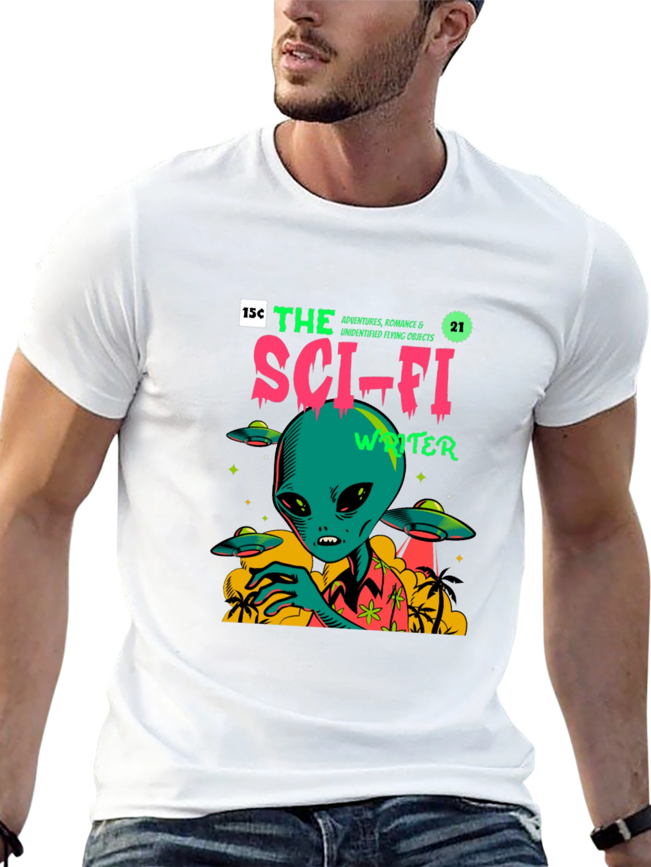 Sci-Fi Alien Graphic Print T-Shirt