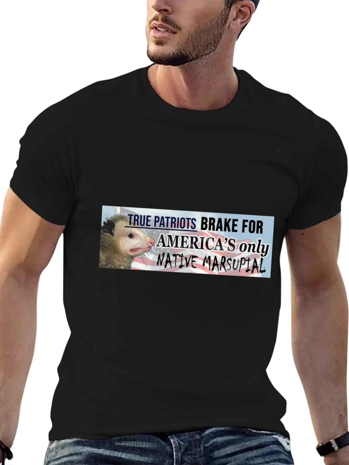 True Patriots Brake For Opossums Black T-Shirt