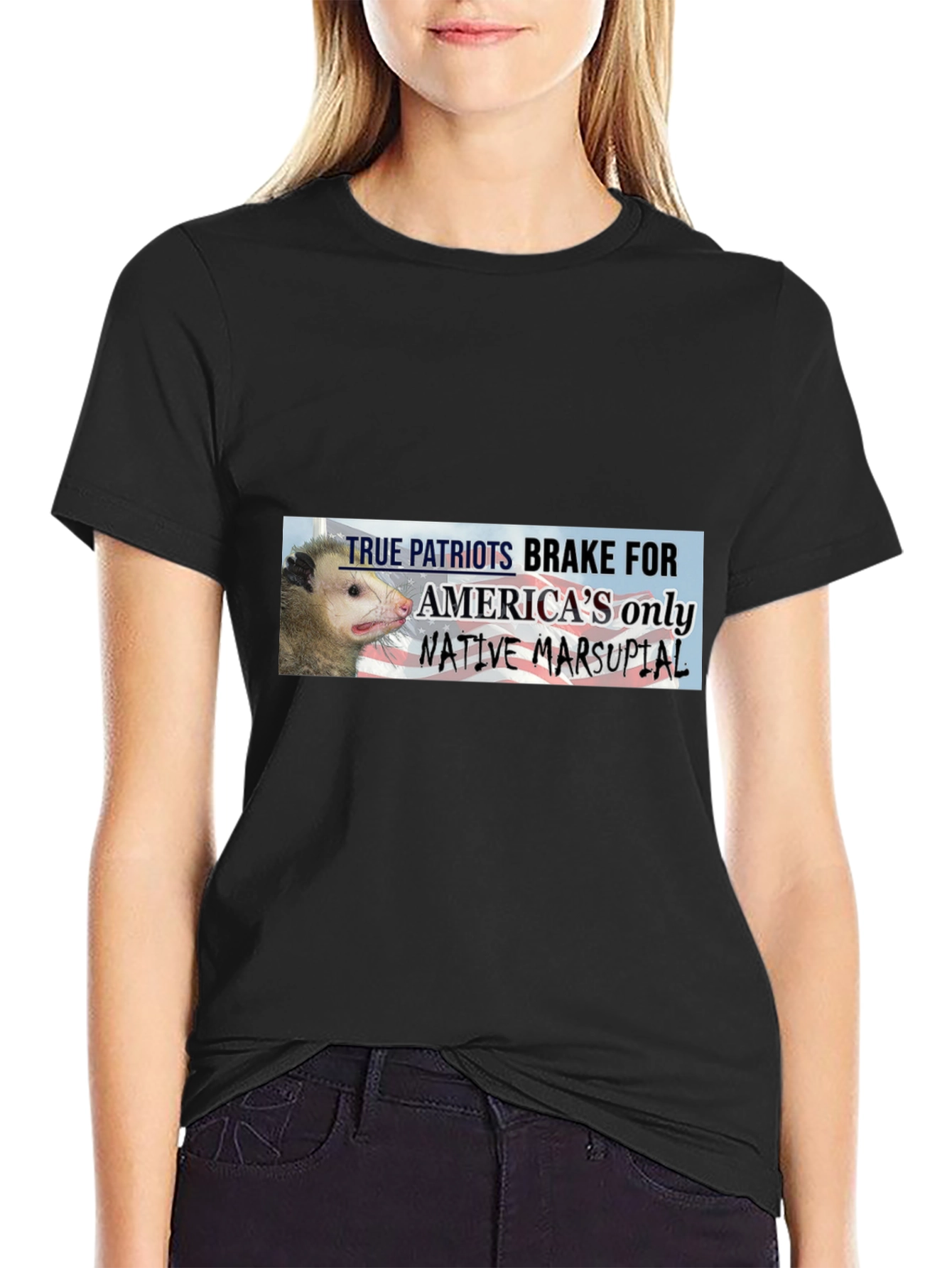True Patriots Brake For Opossums Black T-Shirt