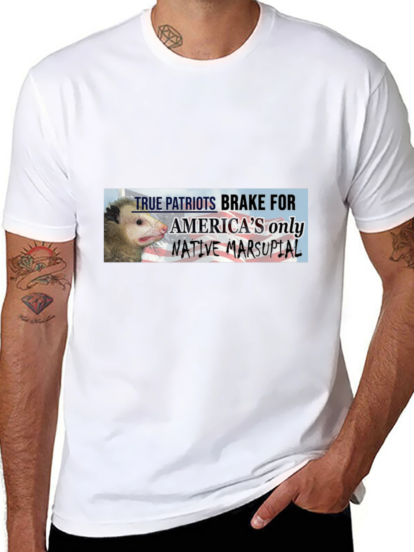 True Patriots Brake For Opossums Black T-Shirt