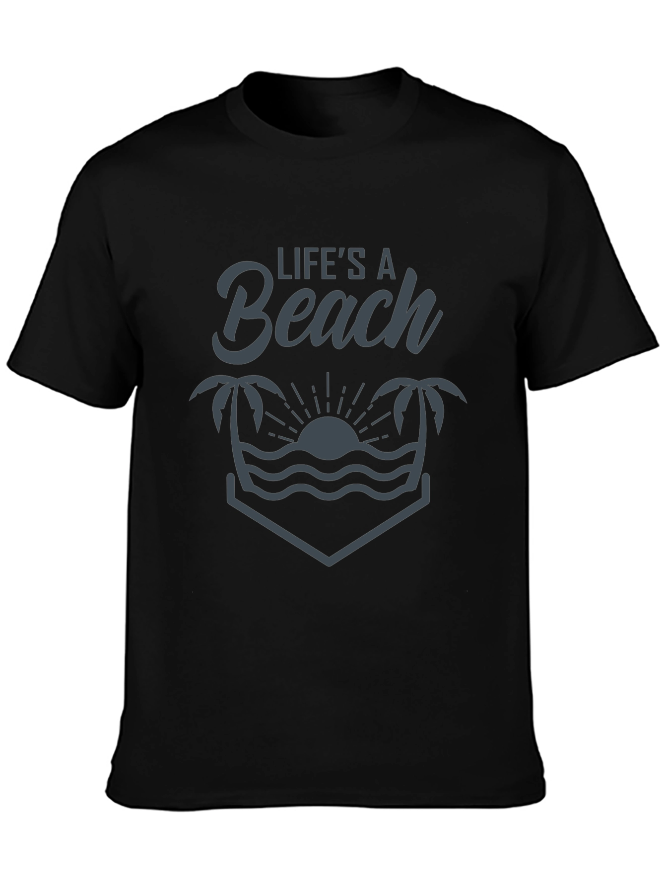 Lifes a Beach Graphic Tee - Black Casual T-Shirt