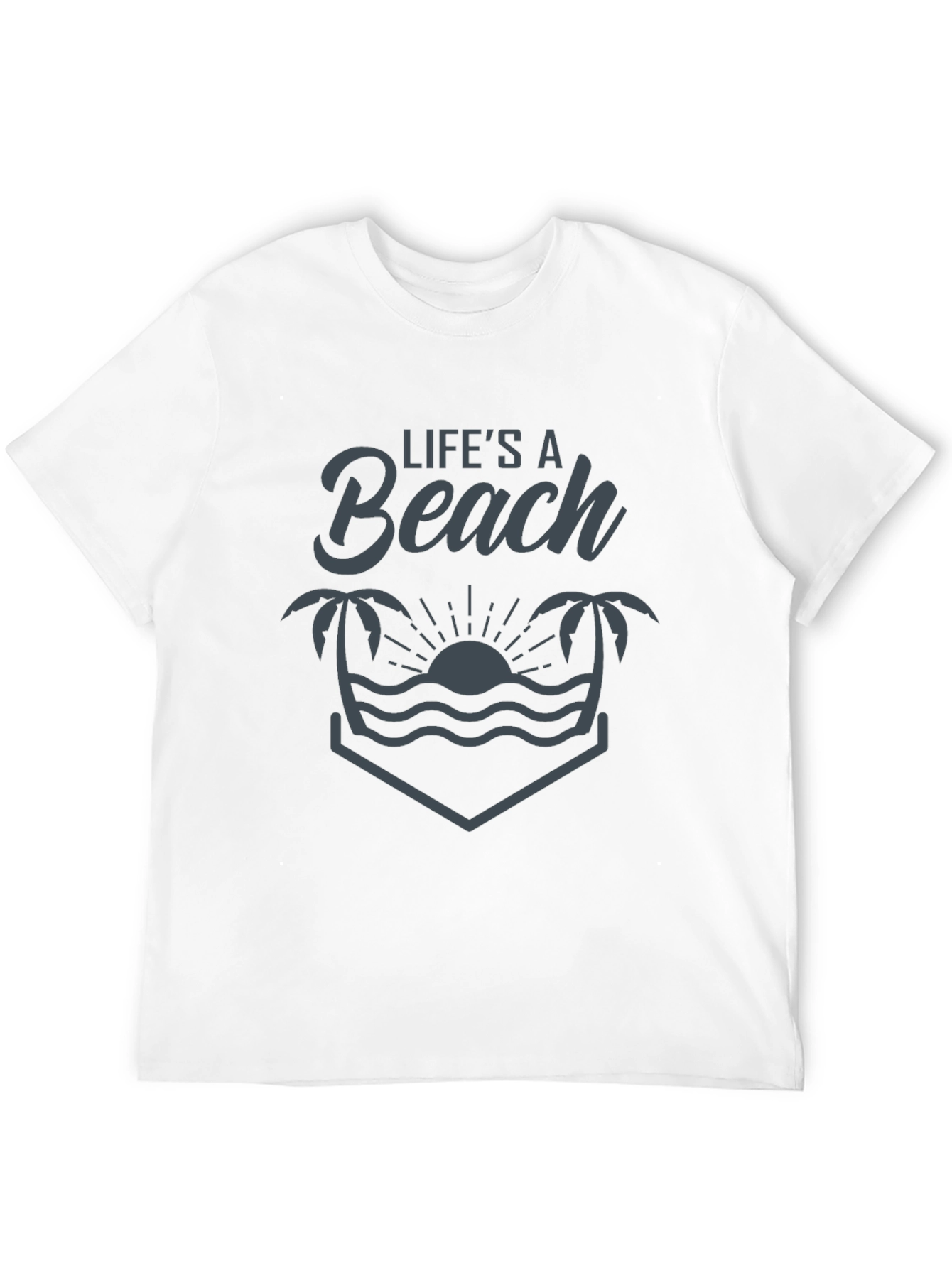 Lifes a Beach Graphic Tee - Black Casual T-Shirt