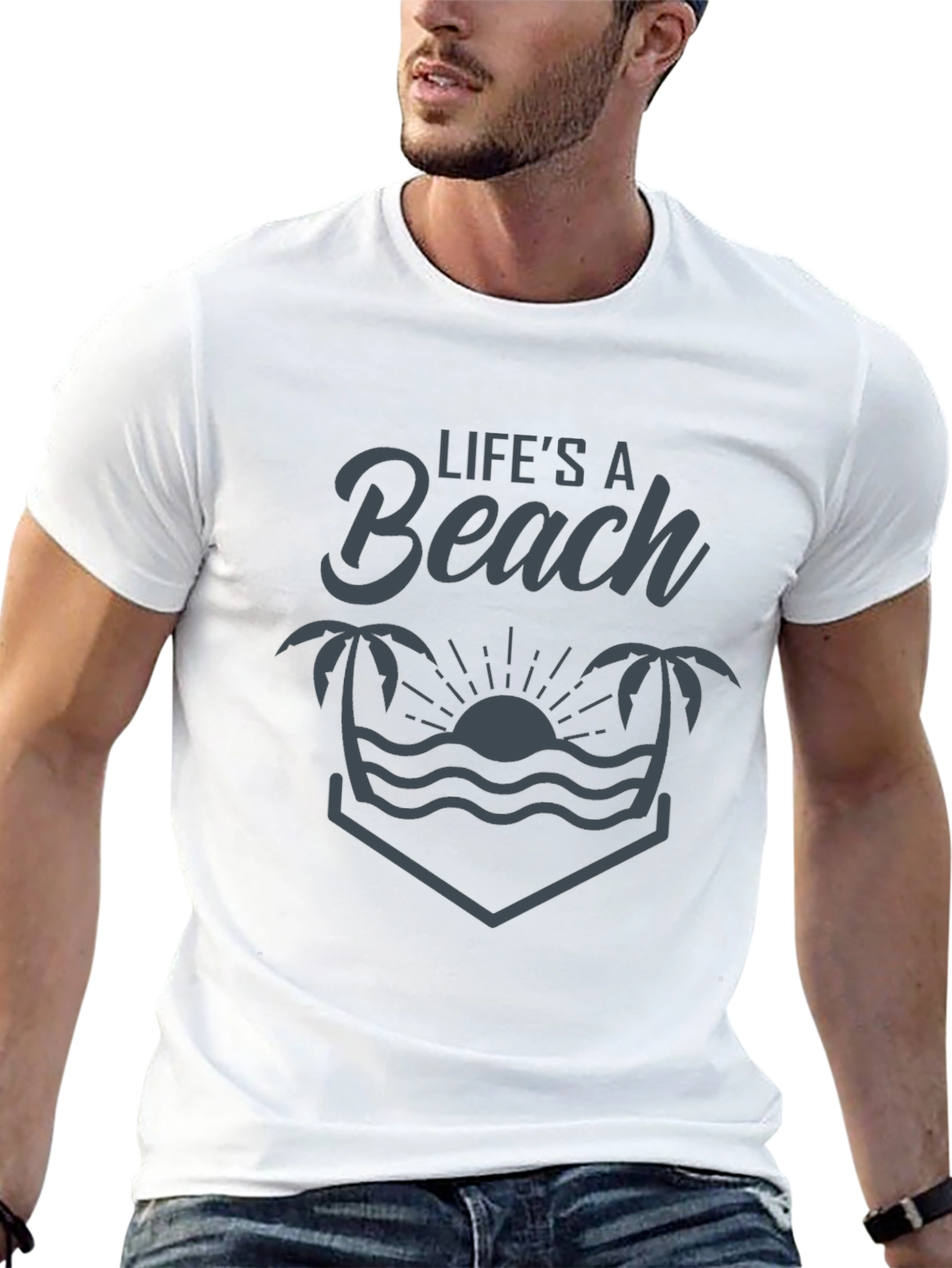 Lifes a Beach Graphic Tee - Black Casual T-Shirt