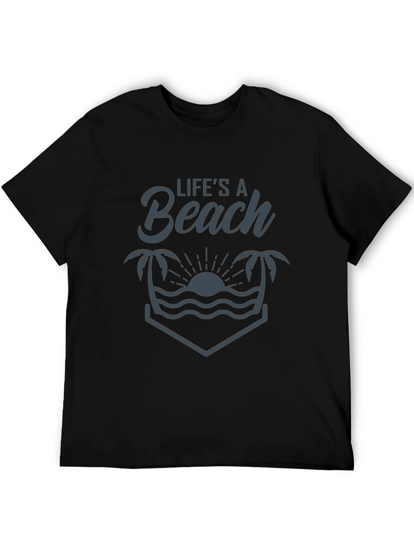 Lifes a Beach Graphic Tee - Black Casual T-Shirt