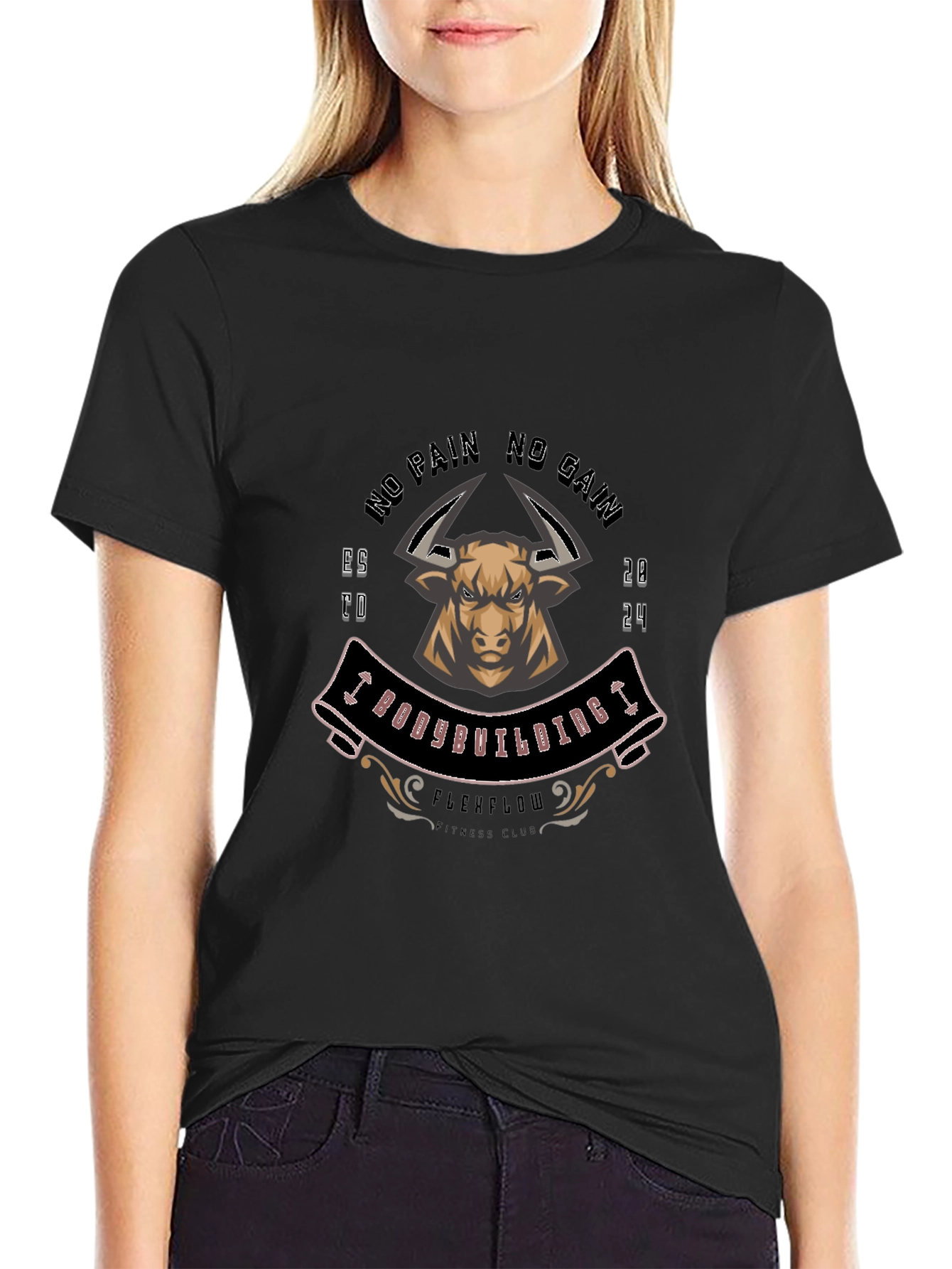 Bodybuilding Bull T-Shirt: No Pain No Gain Gym Tee