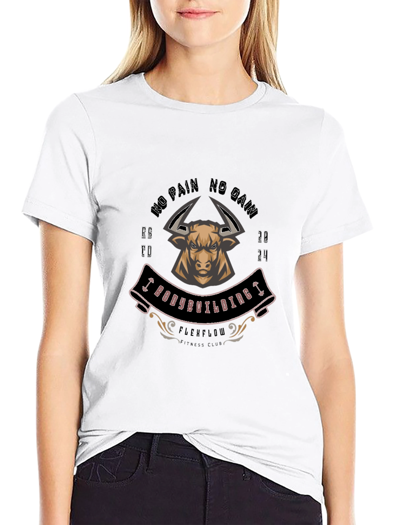 Bodybuilding Bull T-Shirt: No Pain No Gain Gym Tee