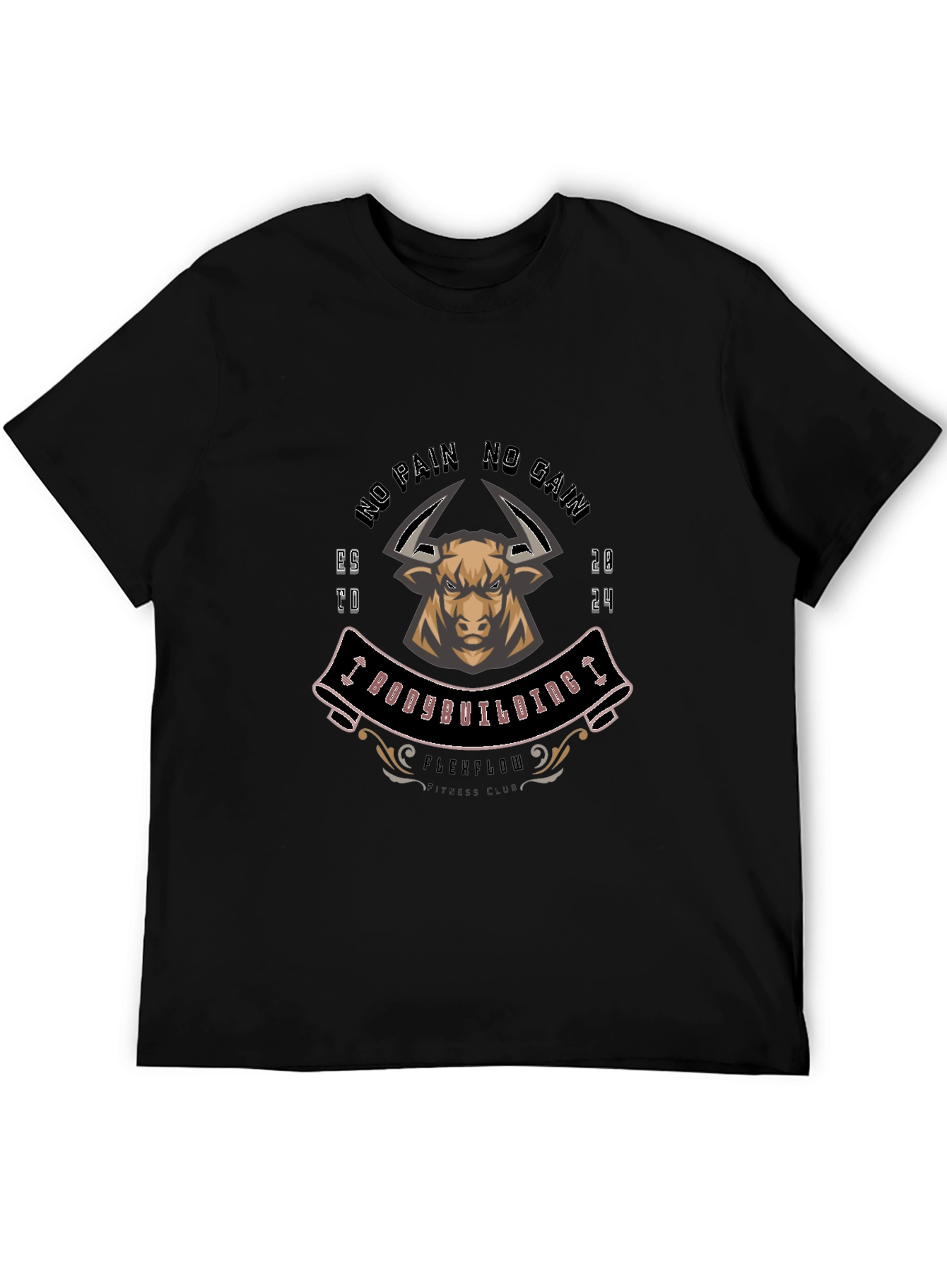 Bodybuilding Bull T-Shirt: No Pain No Gain Gym Tee