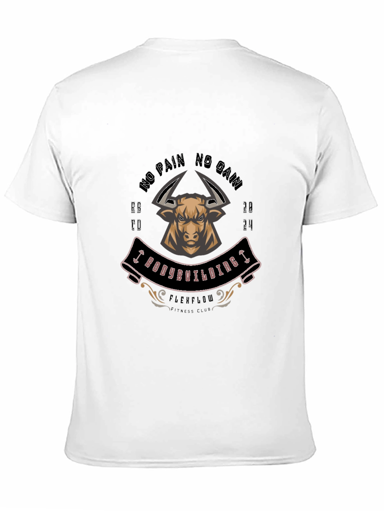 Bodybuilding Bull T-Shirt: No Pain No Gain Gym Tee