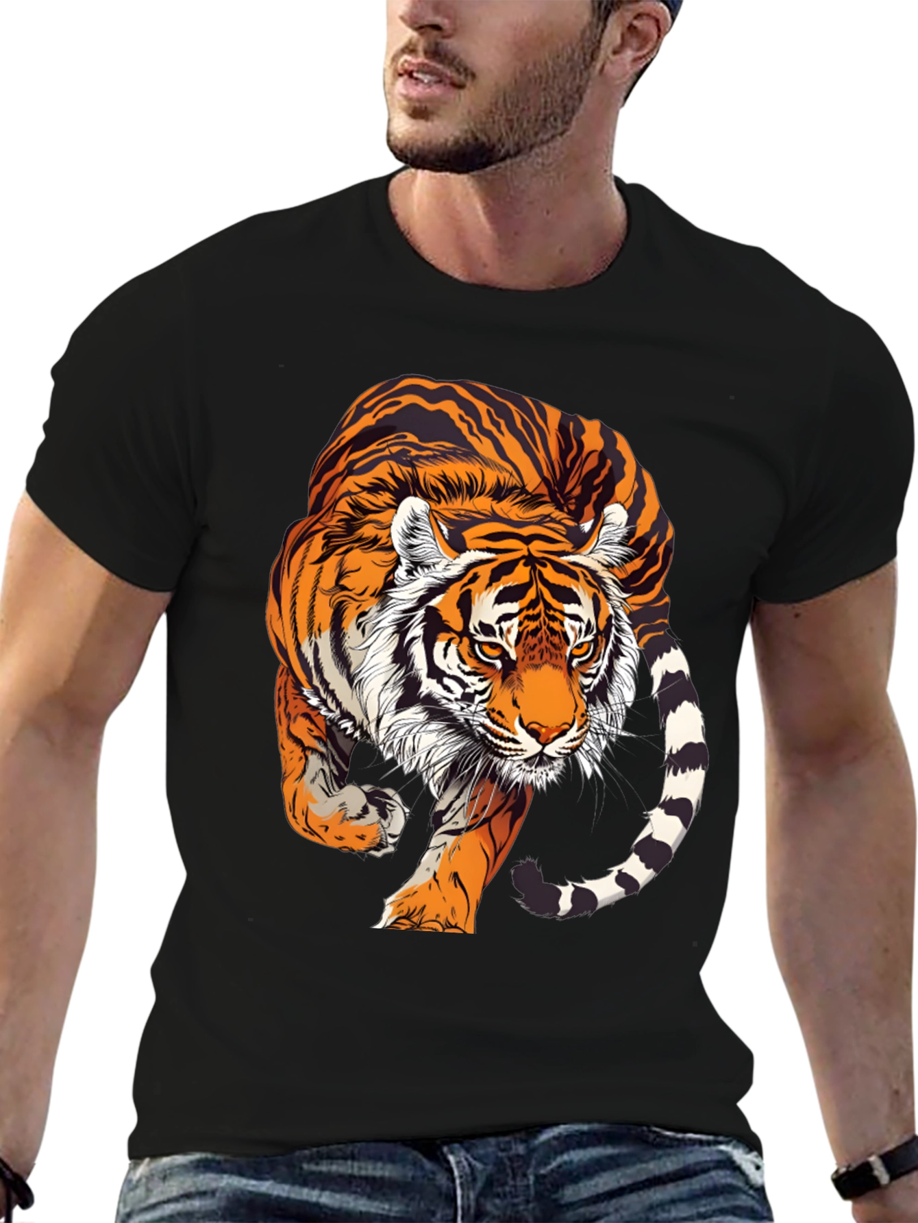 Bold Tiger Graphic T-Shirt - Striking Design!