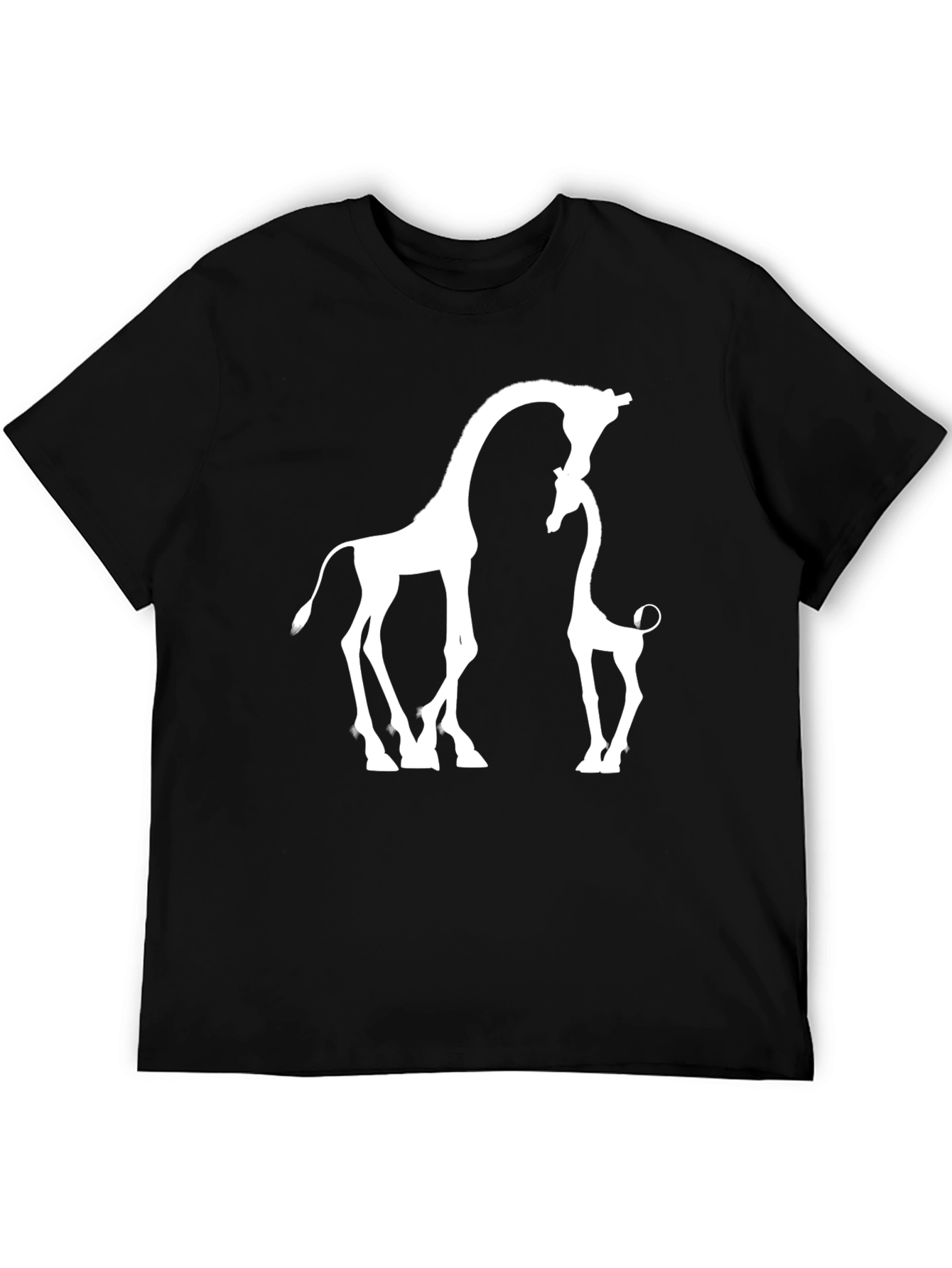Giraffe Love T-Shirt - Black Cotton Blend Graphic Tee