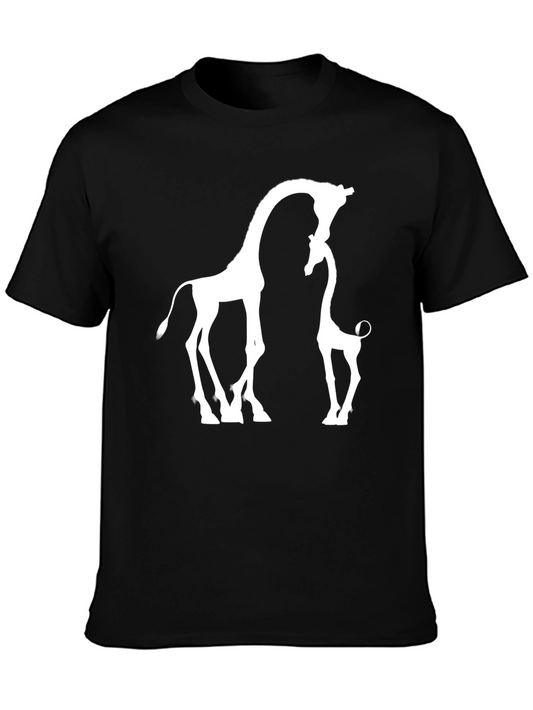 Giraffe Love T-Shirt - Black Cotton Blend Graphic Tee