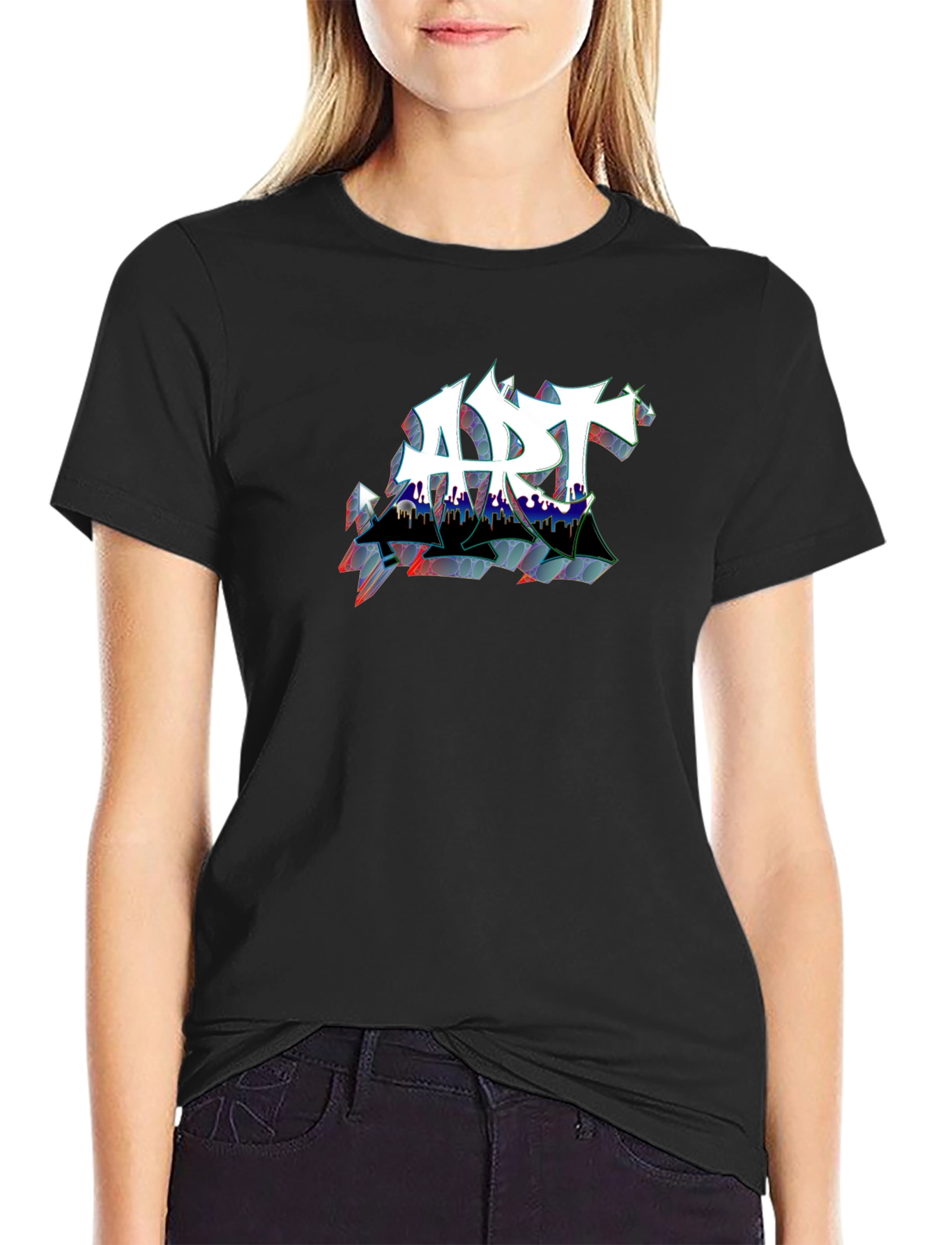 Edgy ART Graffiti Style Black T-Shirt