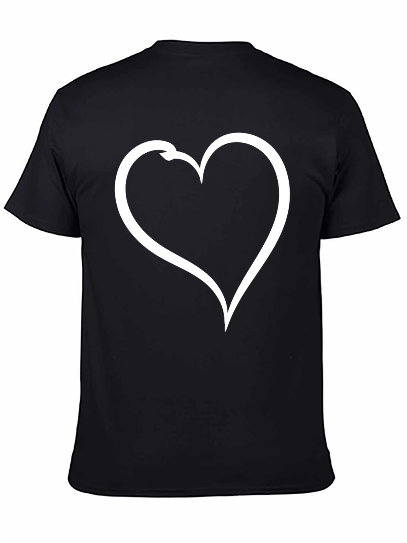 Heart Outline Graphic Tee - Casual Black T-Shirt