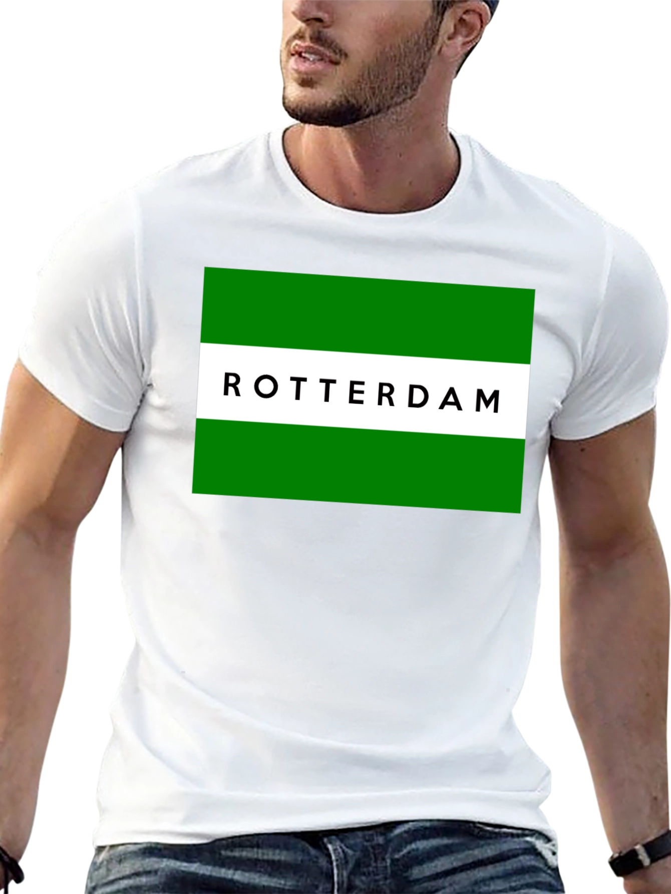 Rotterdam T-Shirt: Green & White Graphic Tee