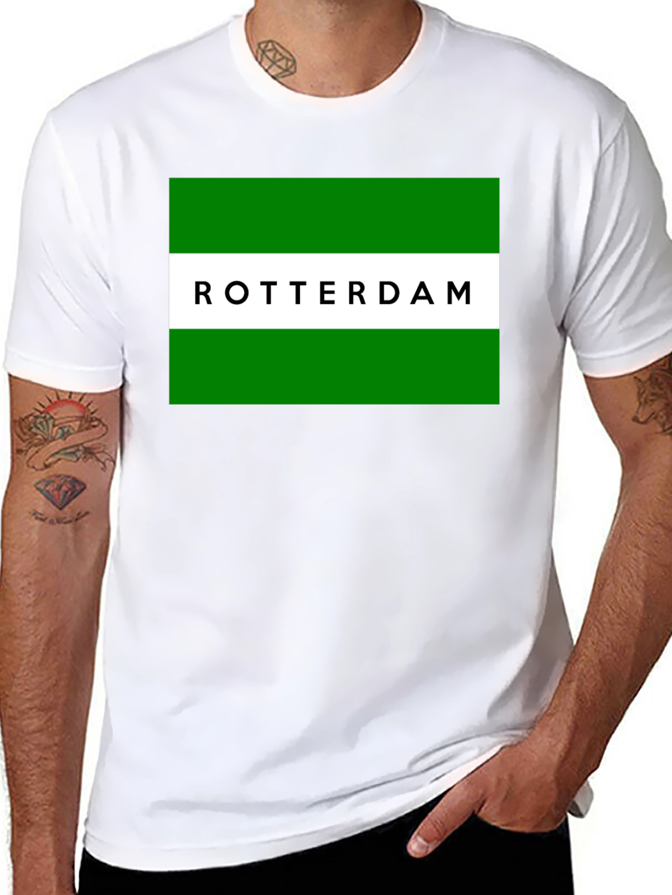 Rotterdam T-Shirt: Green & White Graphic Tee