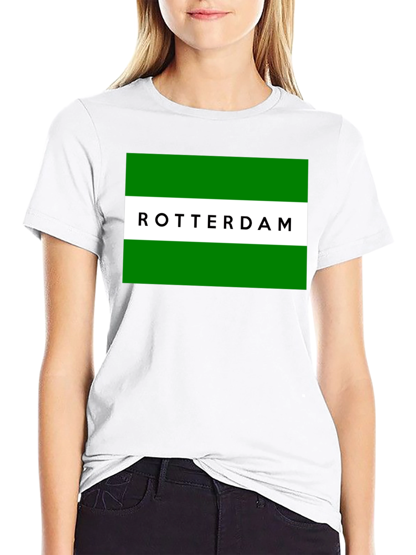 Rotterdam T-Shirt: Green & White Graphic Tee