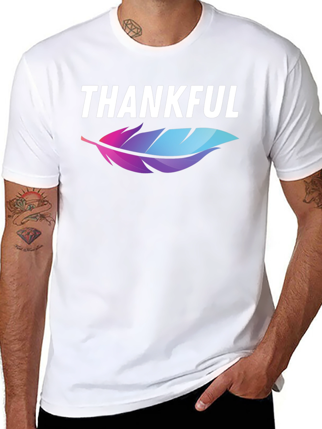 Thankful Feather Graphic T-Shirt