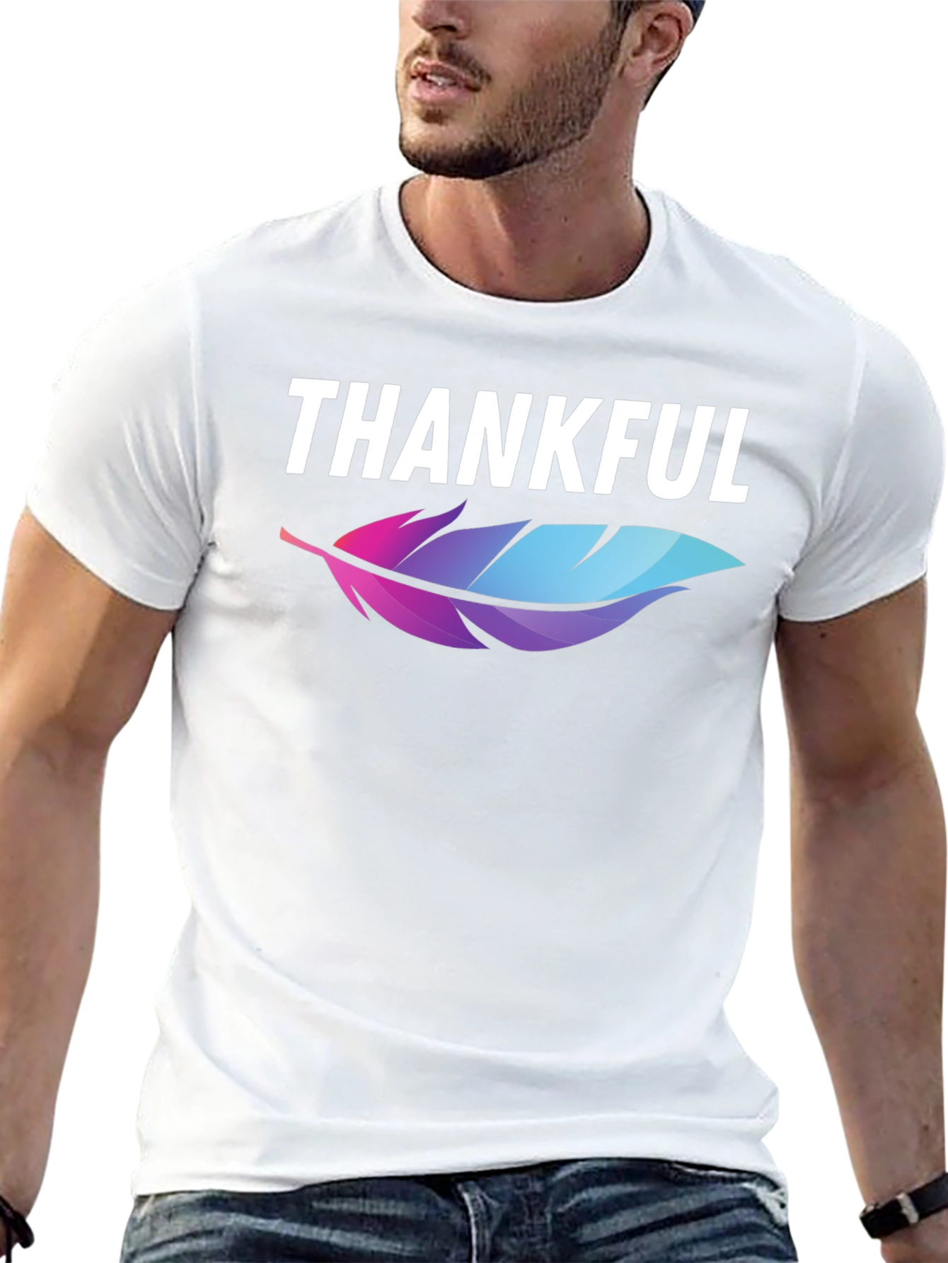 Thankful Feather Graphic T-Shirt