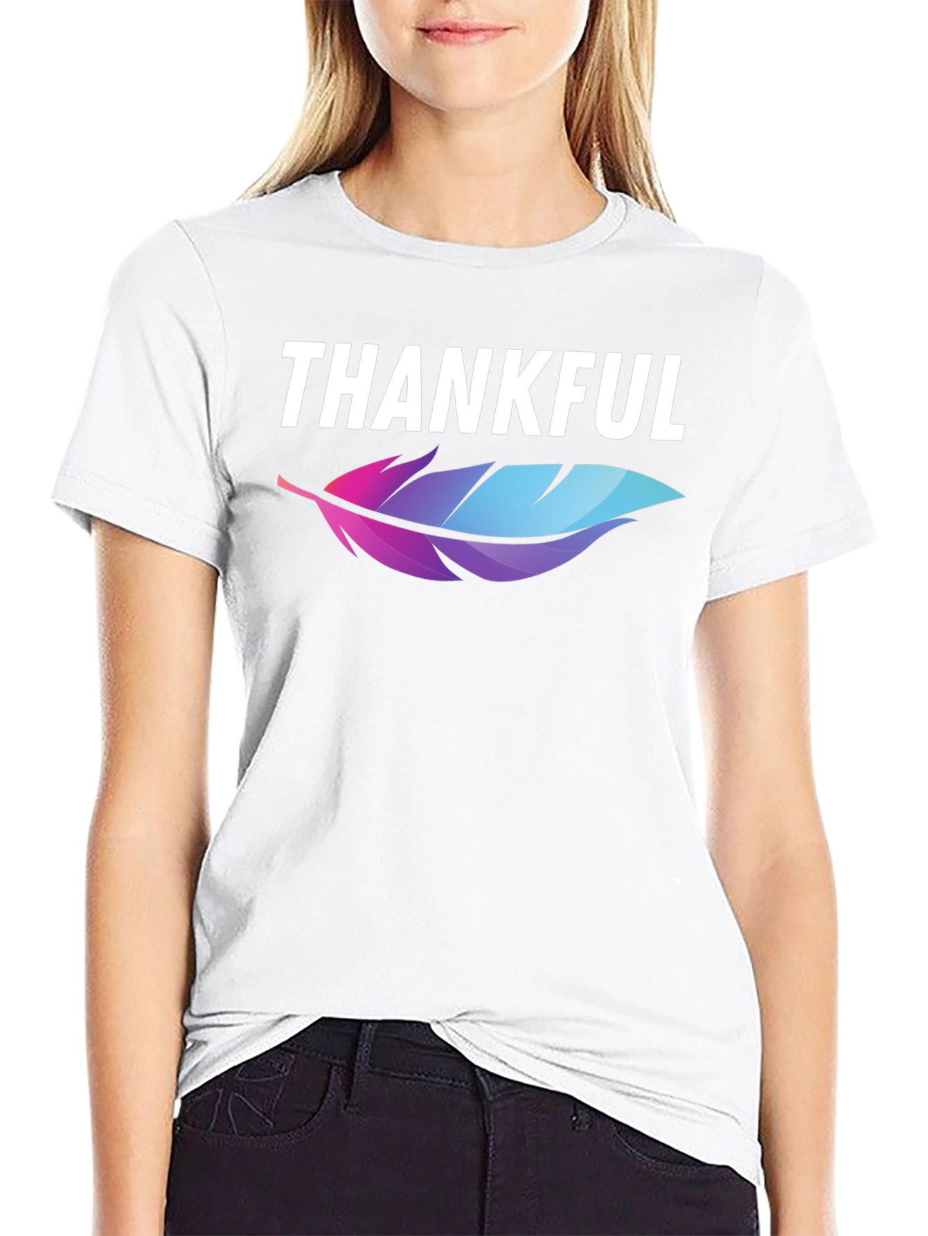 Thankful Feather Graphic T-Shirt