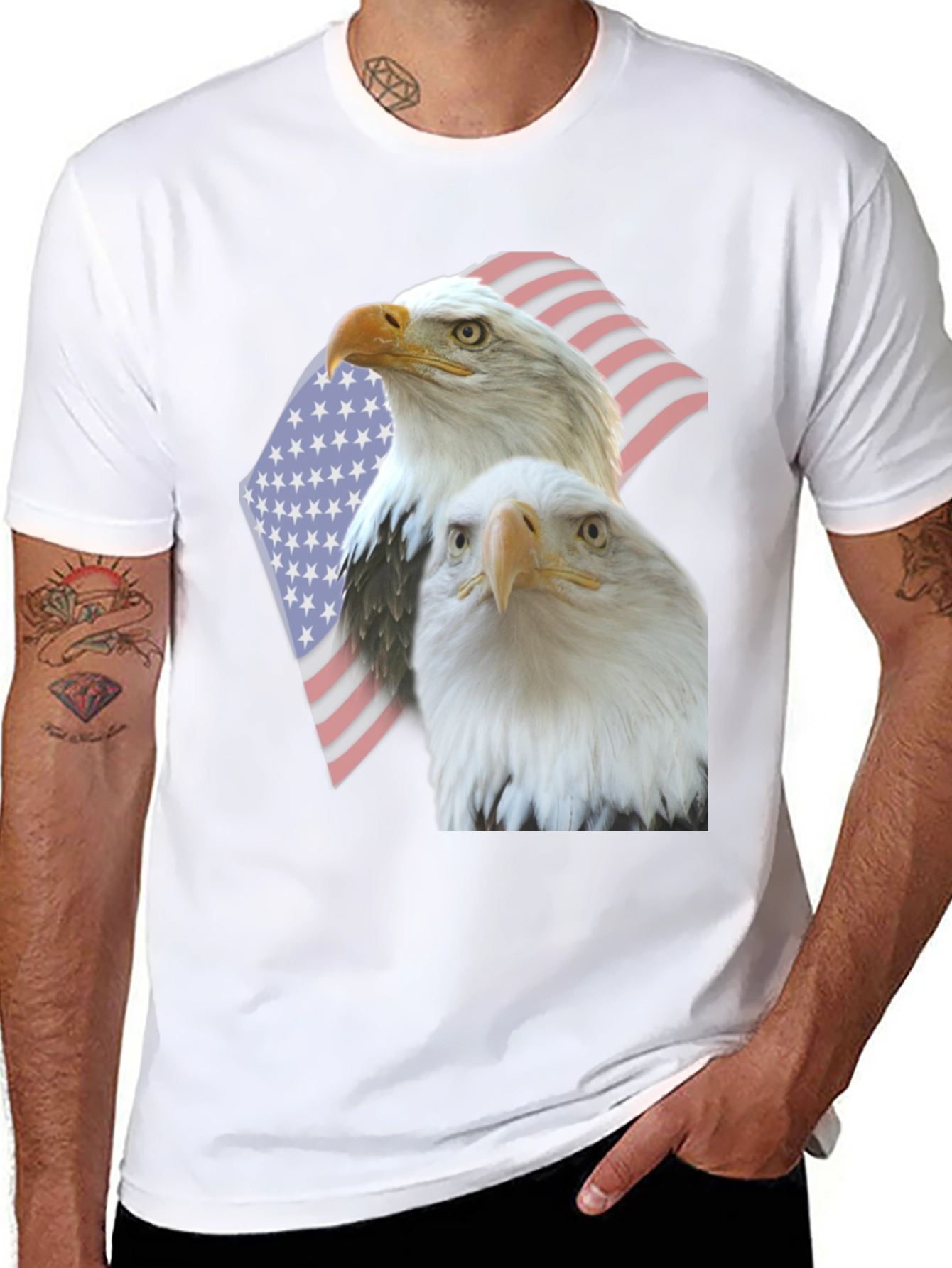 Patriotic Eagle Graphic Tee - USA Pride