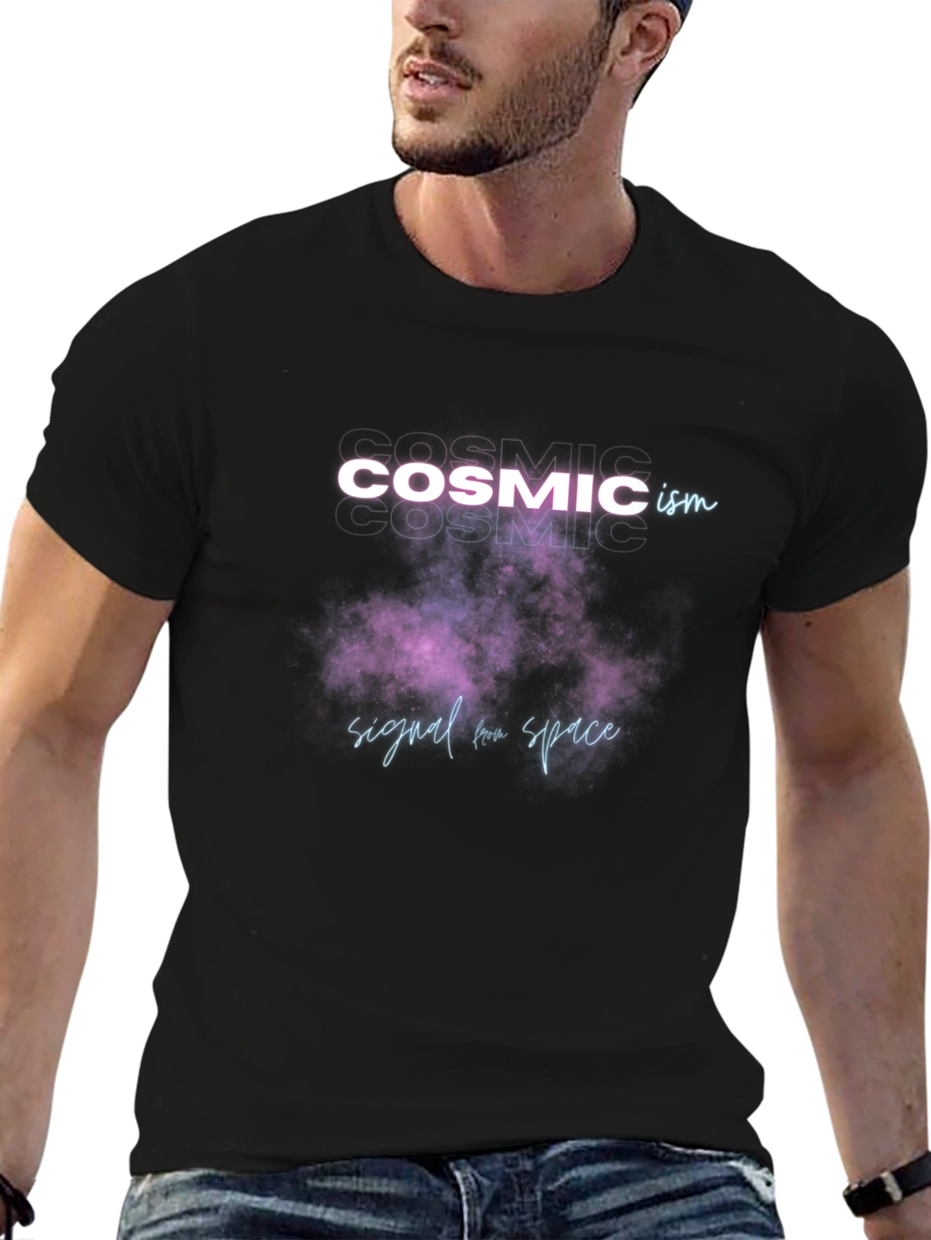 Cosmicism Graphic Tee - Signal from Space Black T-Shirt