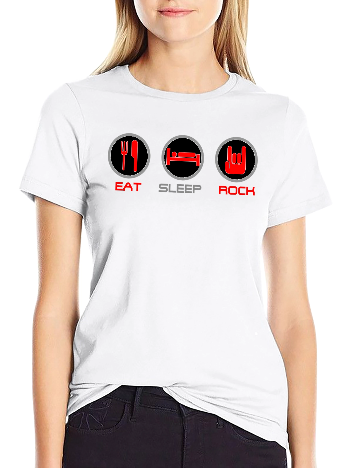 Eat Sleep Rock T-Shirt - Black Graphic Tee