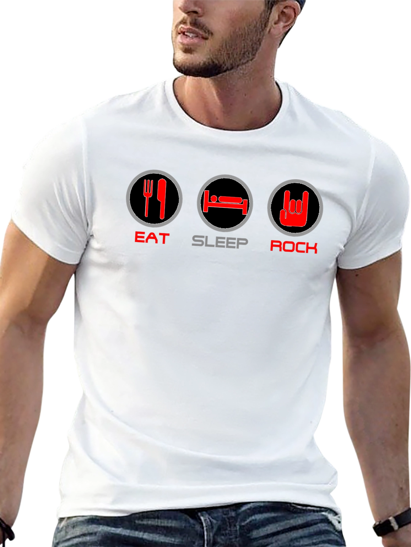 Eat Sleep Rock T-Shirt - Black Graphic Tee