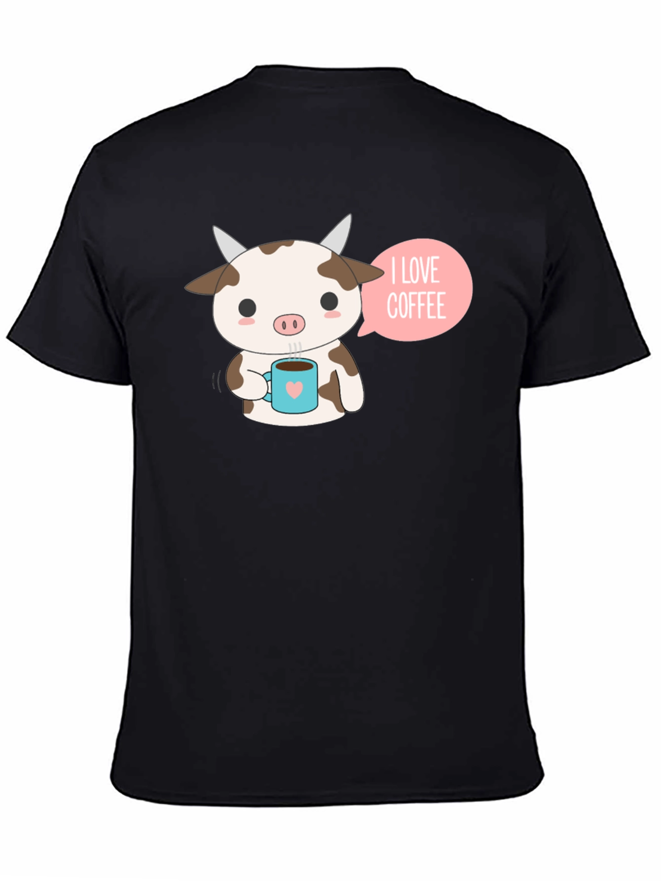 Cute Cow Coffee Lover Graphic T-Shirt