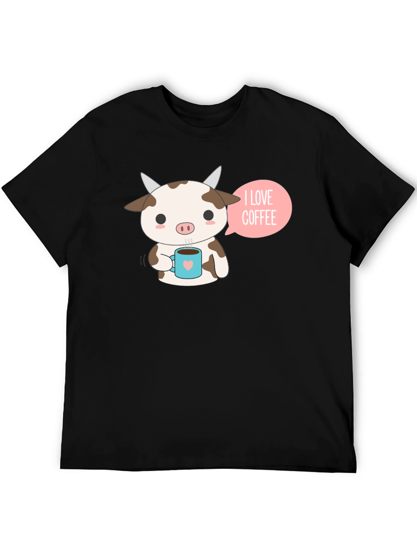Cute Cow Coffee Lover Graphic T-Shirt