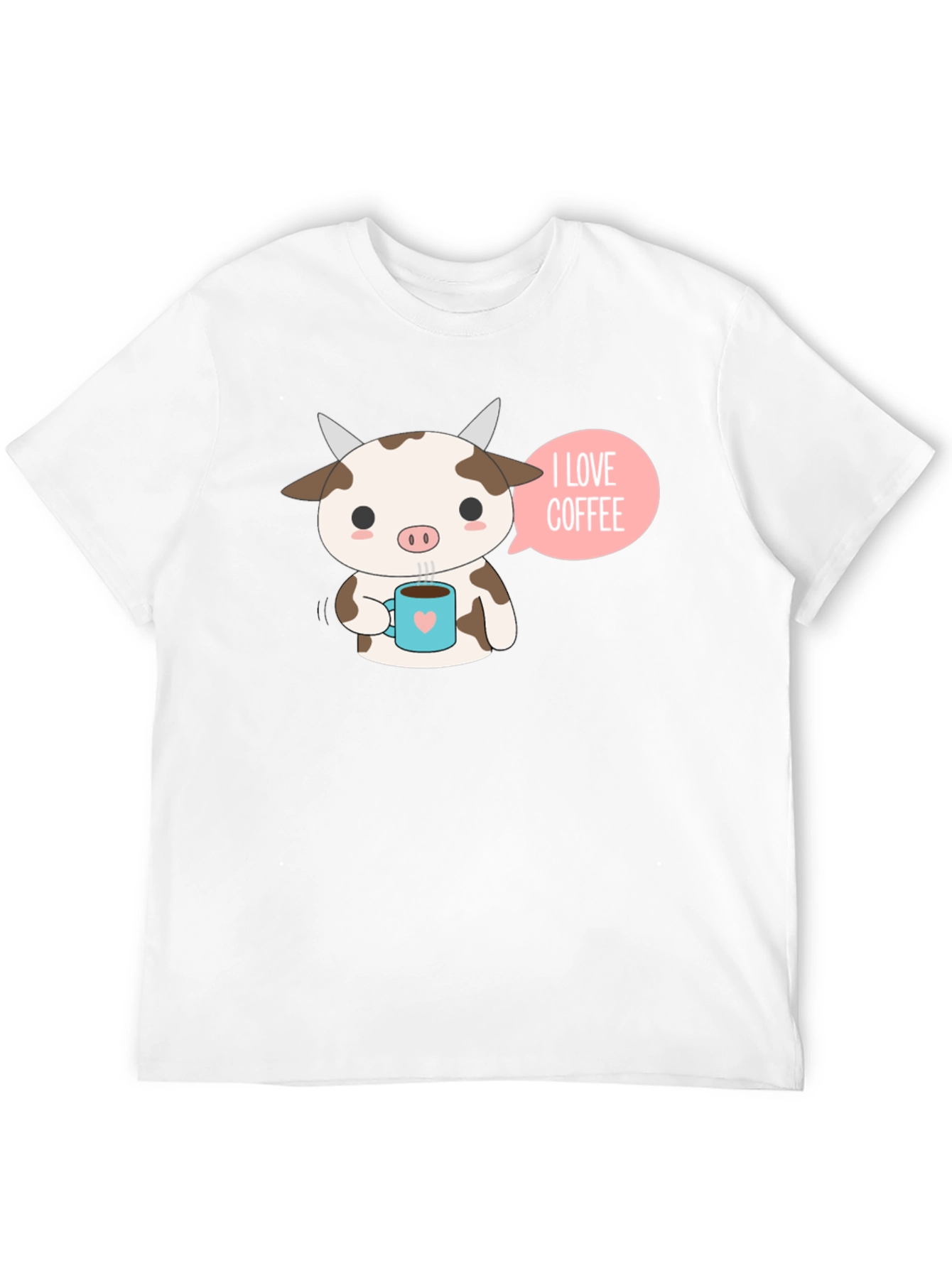 Cute Cow Coffee Lover Graphic T-Shirt