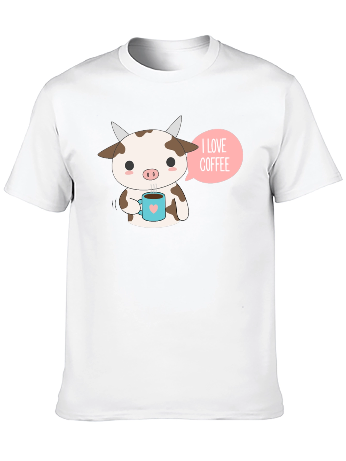 Cute Cow Coffee Lover Graphic T-Shirt