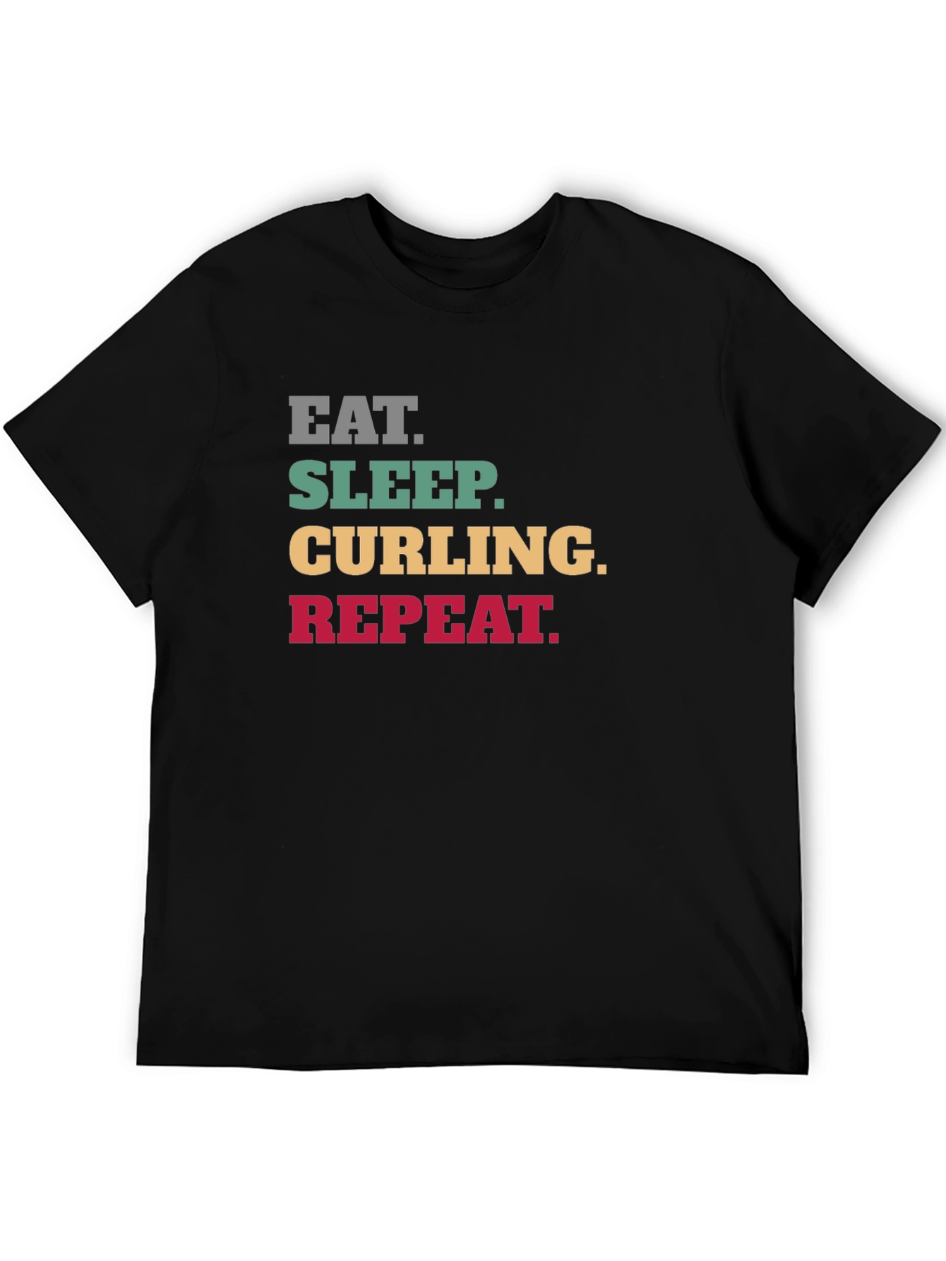 Eat Sleep Curling Repeat Black T-Shirt