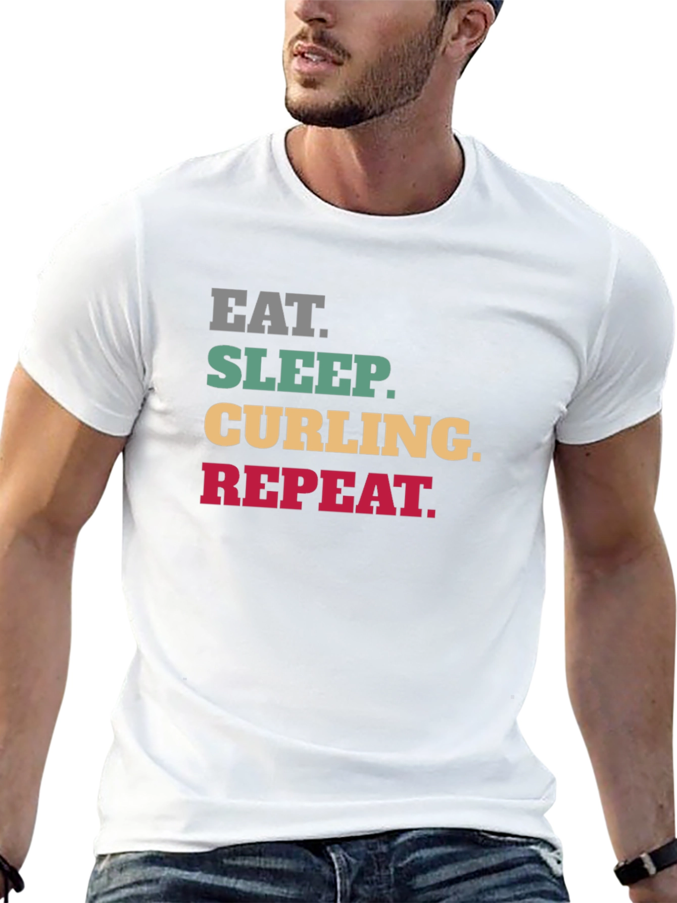 Eat Sleep Curling Repeat Black T-Shirt