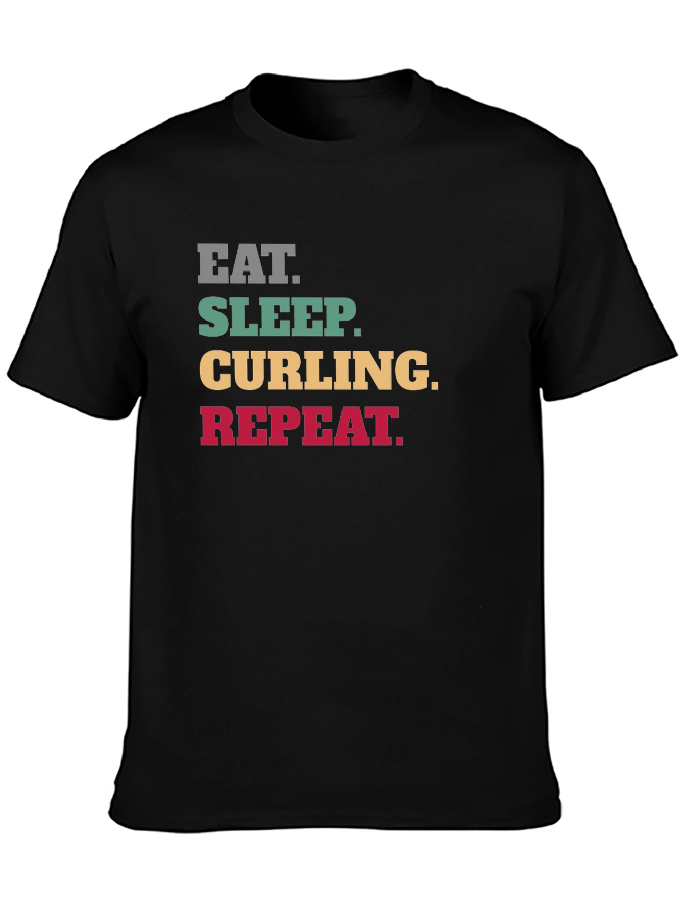 Eat Sleep Curling Repeat Black T-Shirt
